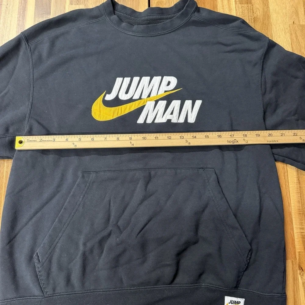 Nike Air Jordan Jumpman Crew Sweatshirt Black Embroidered Logo Mens L